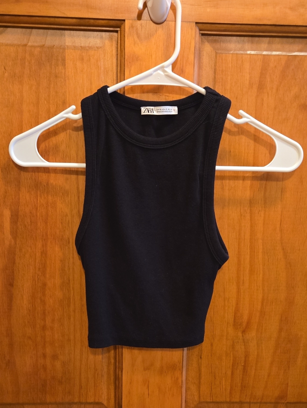 Zara Black Ribbed Crop Tank Top - Women's